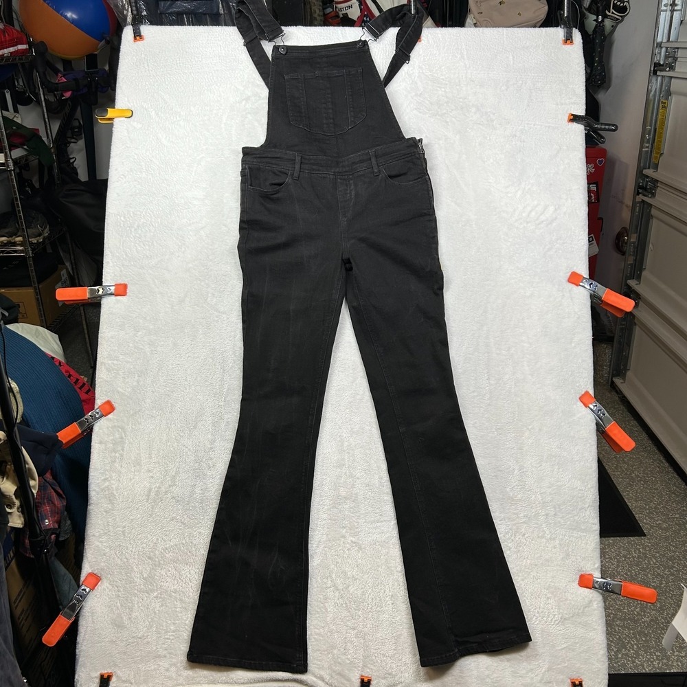 Paige Denim Overalls Womens 29 Black Side Zip Flare Leg Jumpsuit Classic - 32X34